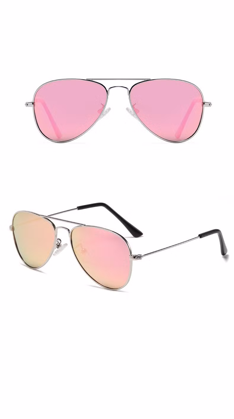 High Quality Kids Metal Sunglasses with Polarized Lens in Pilot Design for Parent-Child