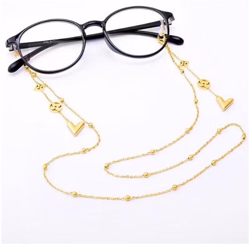 Elegant Ins Flower Butterfly Stainless Steel 18K Gold Plated Clover Sunglasses Chain