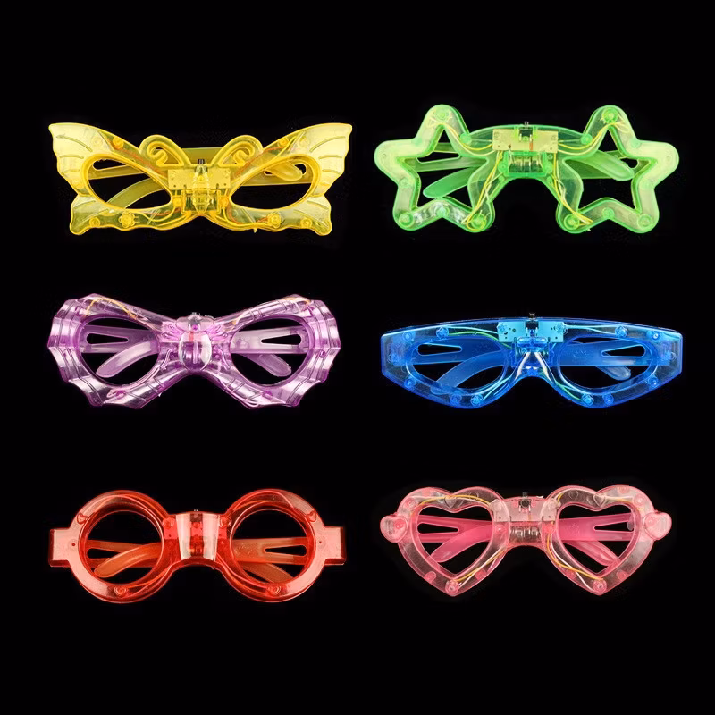 New Shape Children&prime;s Luminous LED Glasses 6 Lights Glasses for Kids Birthday Halloween Christmas Glasses