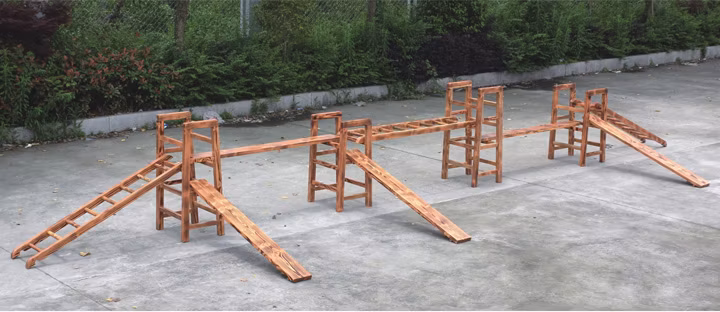 Children Outdoor Wooden Climbing Frame Wood Jungle Gym Fitness Adventure Playground