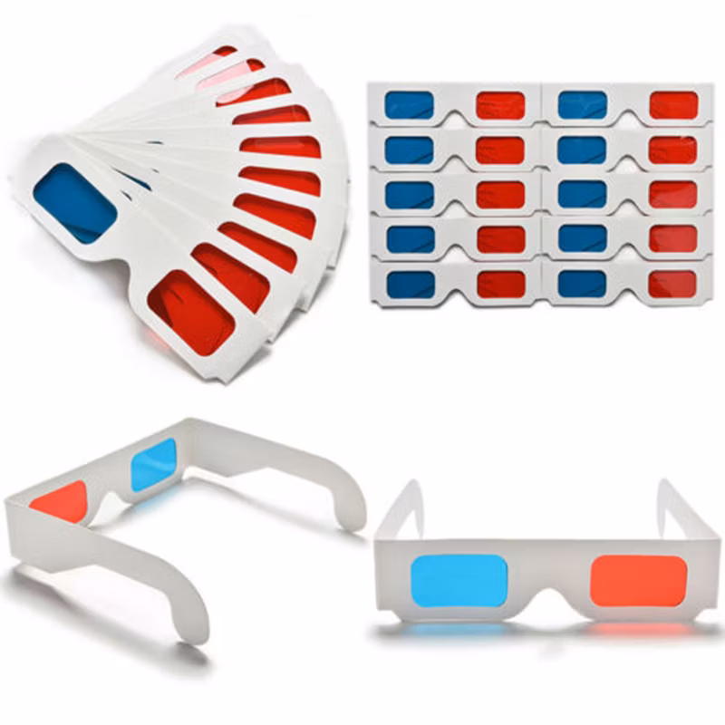 2020 New Product Foldable Paper Cardboard Anaglyph Printing Complementary 3D Glasses