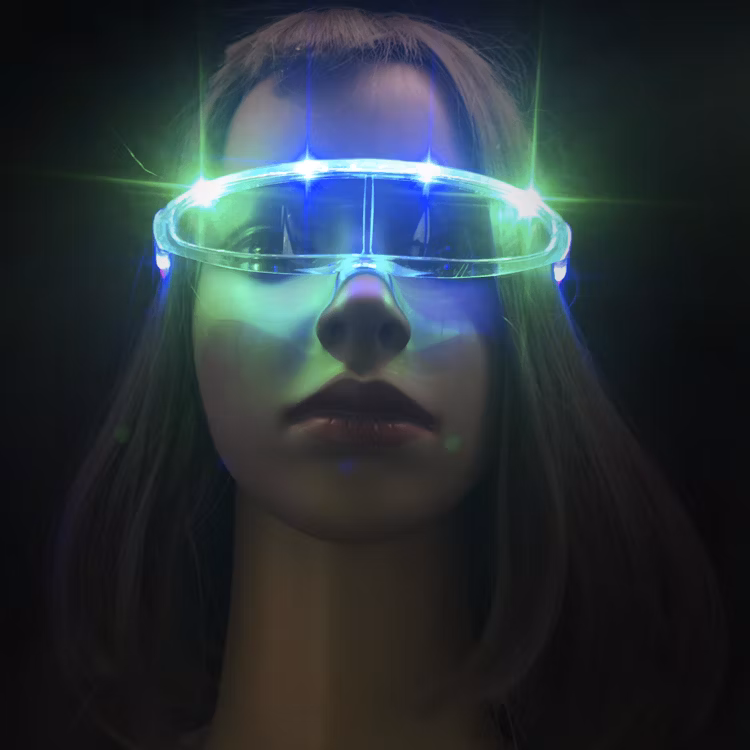2024 New Design LED Sun glasses Party Glasses Glow in The Dark Luminous Glasses Acrylic Net Red Flash Cheer Sunglasses