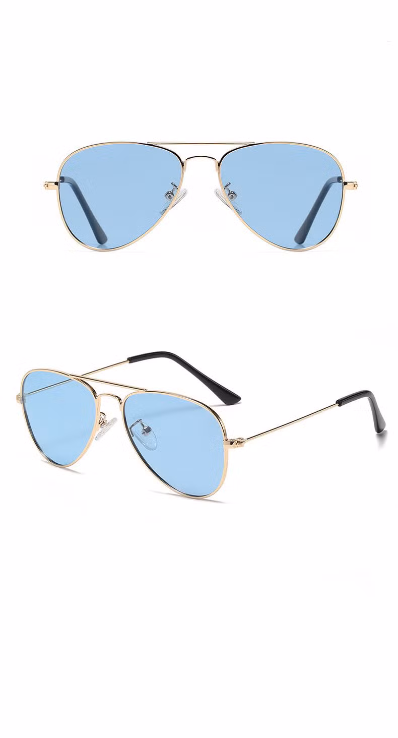 High Quality Kids Metal Sunglasses with Polarized Lens in Pilot Design for Parent-Child