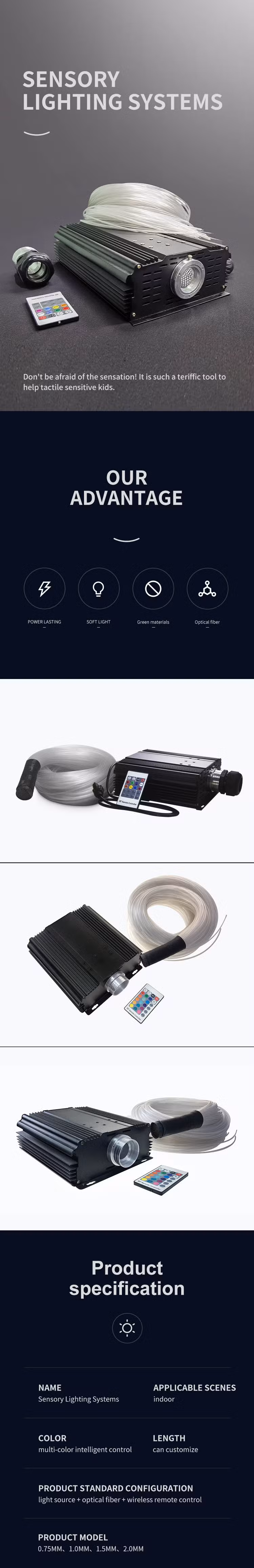 Sensory Room Equipment Fiber Optic Lighting for Kids Playroom