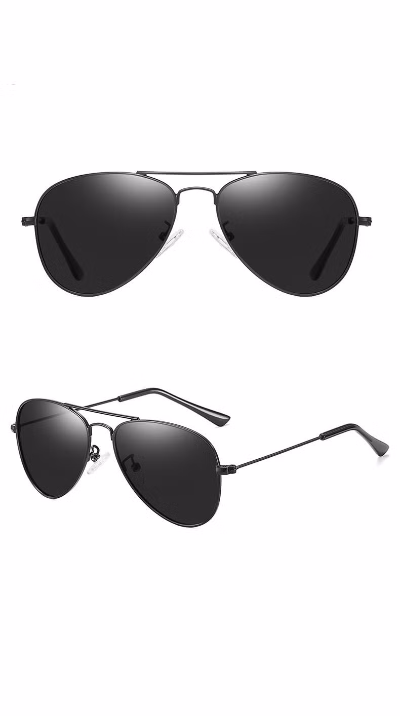 High Quality Kids Metal Sunglasses with Polarized Lens in Pilot Design for Parent-Child