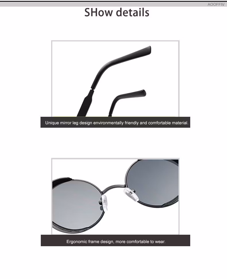 Fashion Round Frame Sunglasses High Quality Punk Metal Sun Glasses for Men and Women