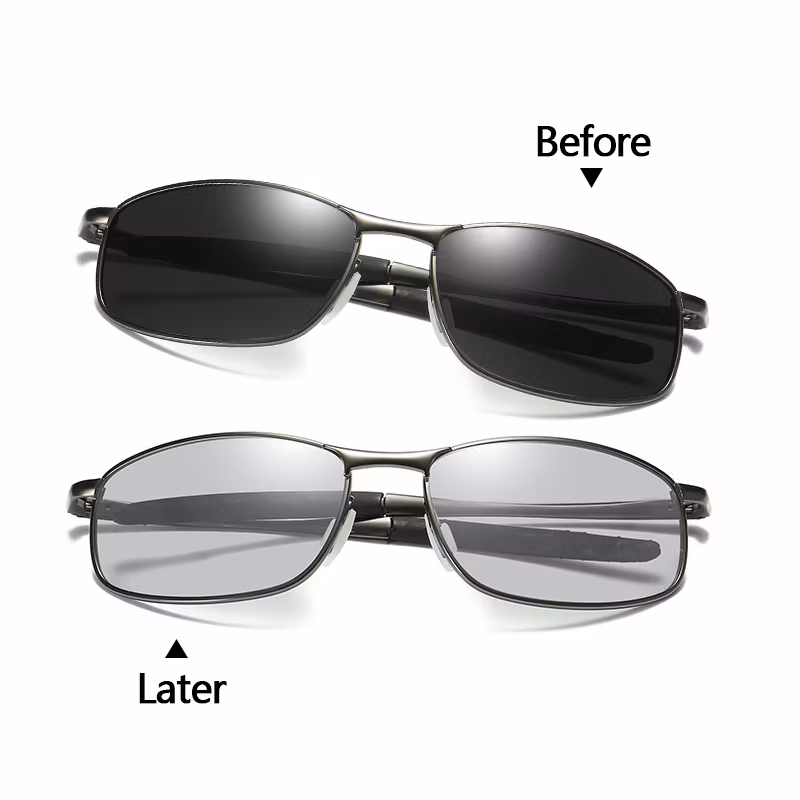 Wholesale Ready to Ship Men&prime;s Polarized Cat Eye Photochromic Glasses Trendy Fashion Tac Lenses Designer Driving Sunglasses