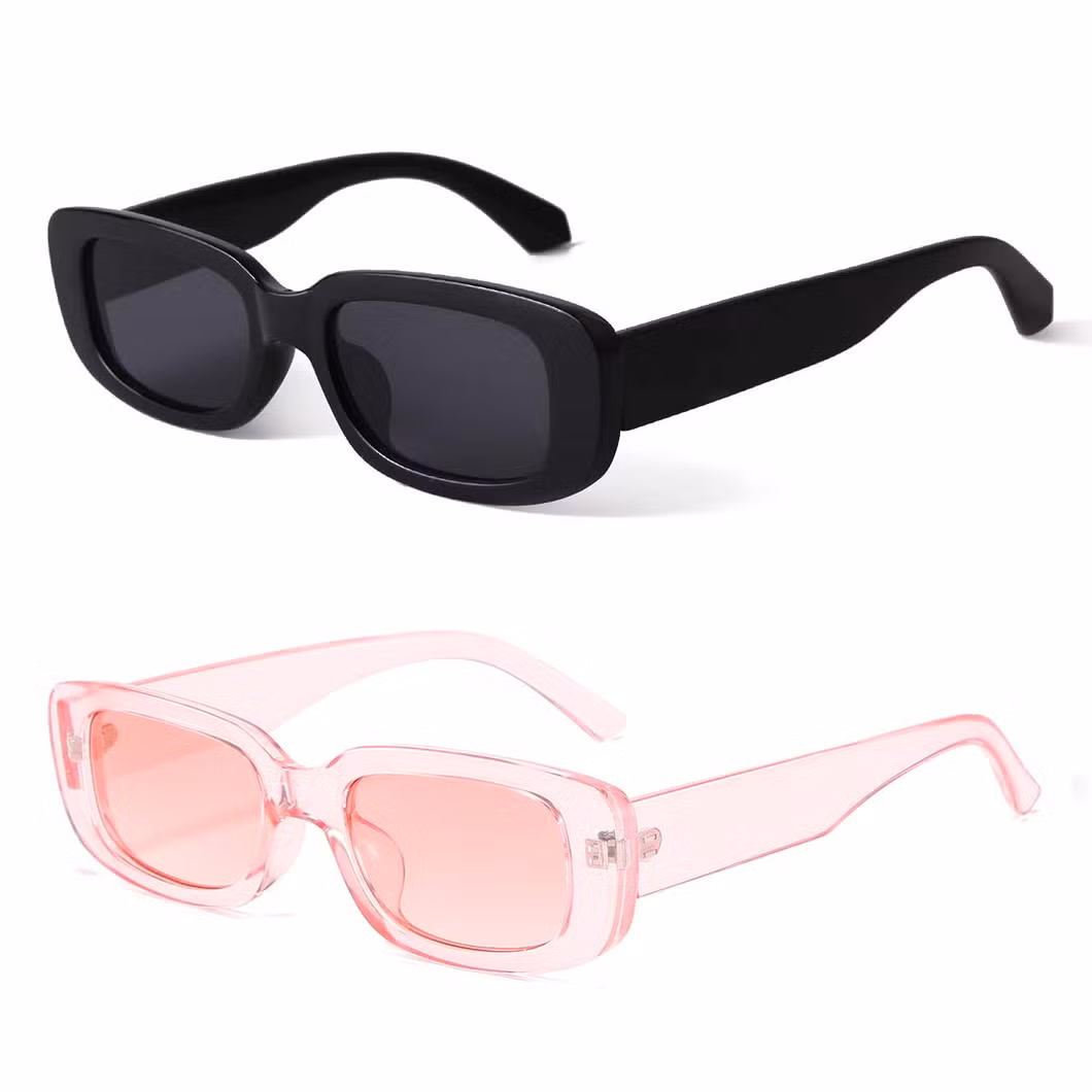 Rectangle UV400 Sunglasses 2024 Custom Fashion Designer Vintage Square Gafas De Sol Narrow Square Frame