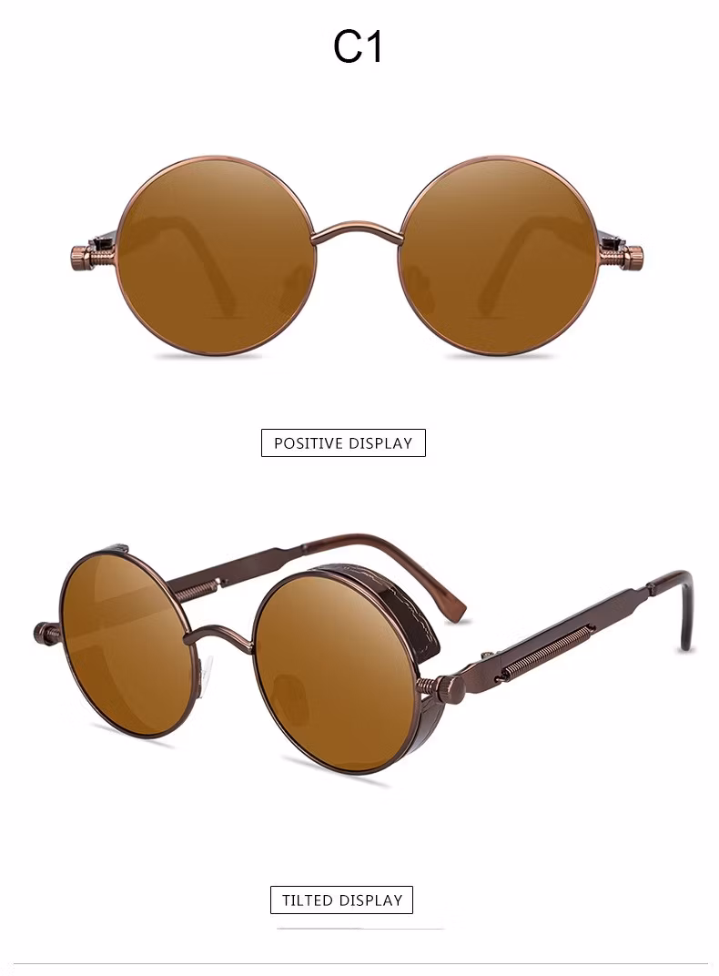 Fashion Round Frame Sunglasses High Quality Punk Metal Sun Glasses for Men and Women