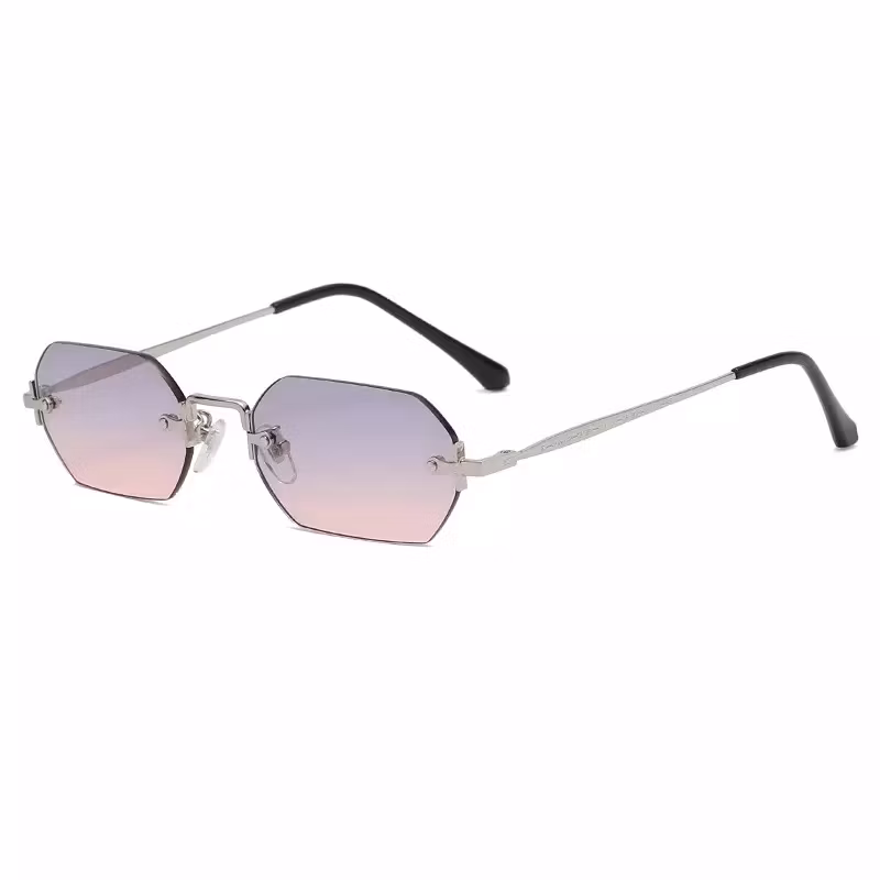 Personality Small Frame Polygon Sun Glasses 2021 Women and Men Luxury Rimless Hexagon Sunglasses