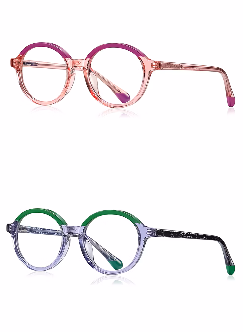 High Design Roundish Frame Gradient Crystal Colors Anti-Blue Light Spring Hinge Teen Children Optical Frames