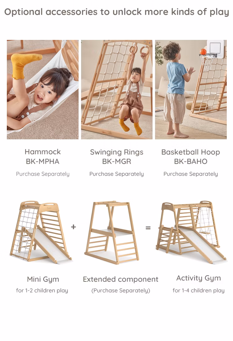 Boori Indoor Wooden Climbing Gym Kids Beech Climbing Frame