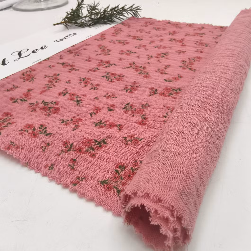 Printed 100%Cotton Mussline Gauze Leno Double Layer Woven Fabric for Mango Baby Kids Children 2024 Spring Summer Clothes