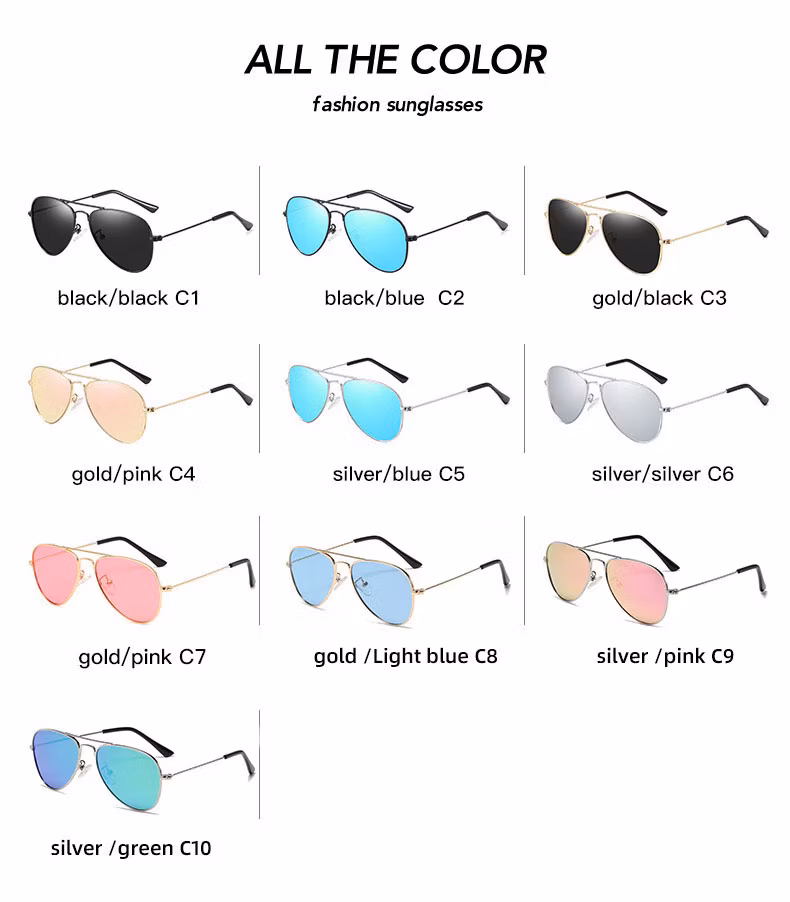 High Quality Kids Metal Sunglasses with Polarized Lens in Pilot Design for Parent-Child