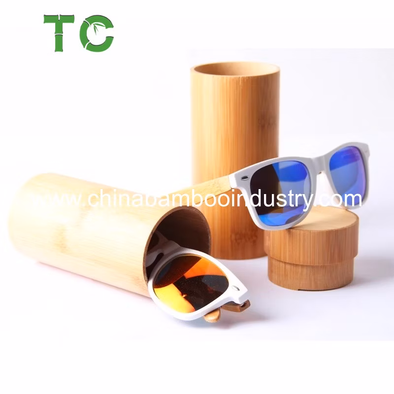 Custom Sun Bamboo Glasses Box Round Tube Bamboo Sunglasses Case