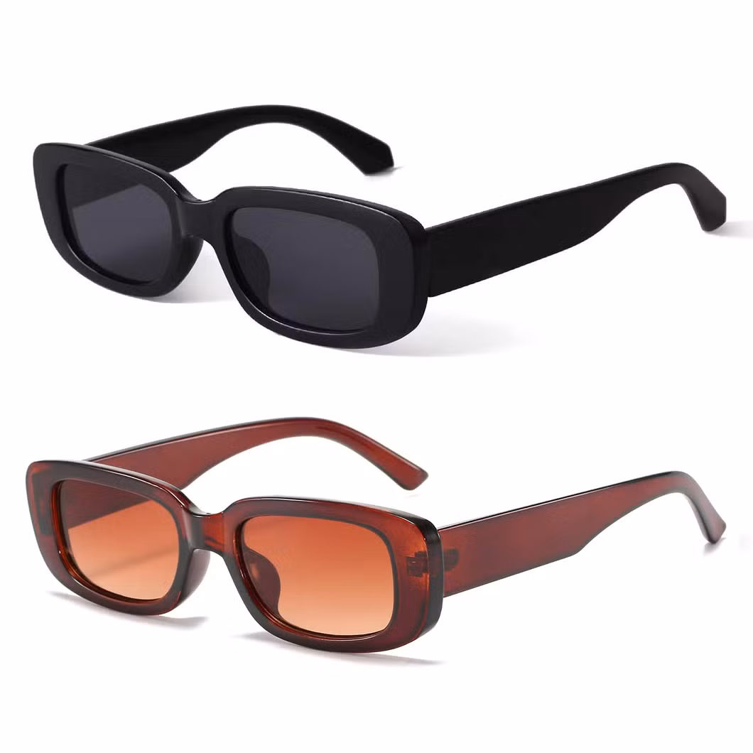 Rectangle UV400 Sunglasses 2024 Custom Fashion Designer Vintage Square Gafas De Sol Narrow Square Frame