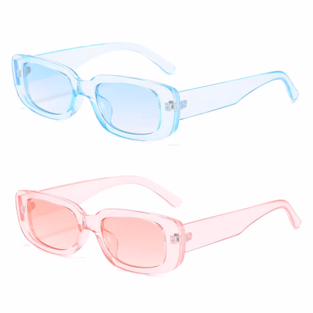 Rectangle UV400 Sunglasses 2024 Custom Fashion Designer Vintage Square Gafas De Sol Narrow Square Frame