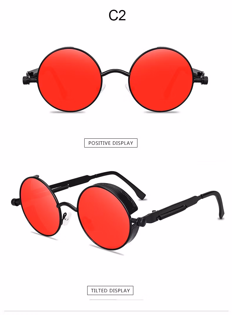 Fashion Round Frame Sunglasses High Quality Punk Metal Sun Glasses for Men and Women