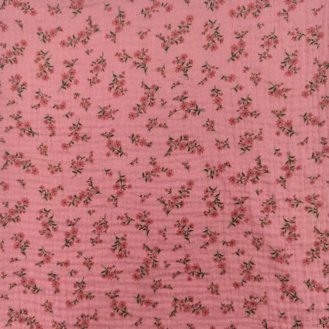 Printed 100%Cotton Mussline Gauze Leno Double Layer Woven Fabric for Mango Baby Kids Children 2024 Spring Summer Clothes