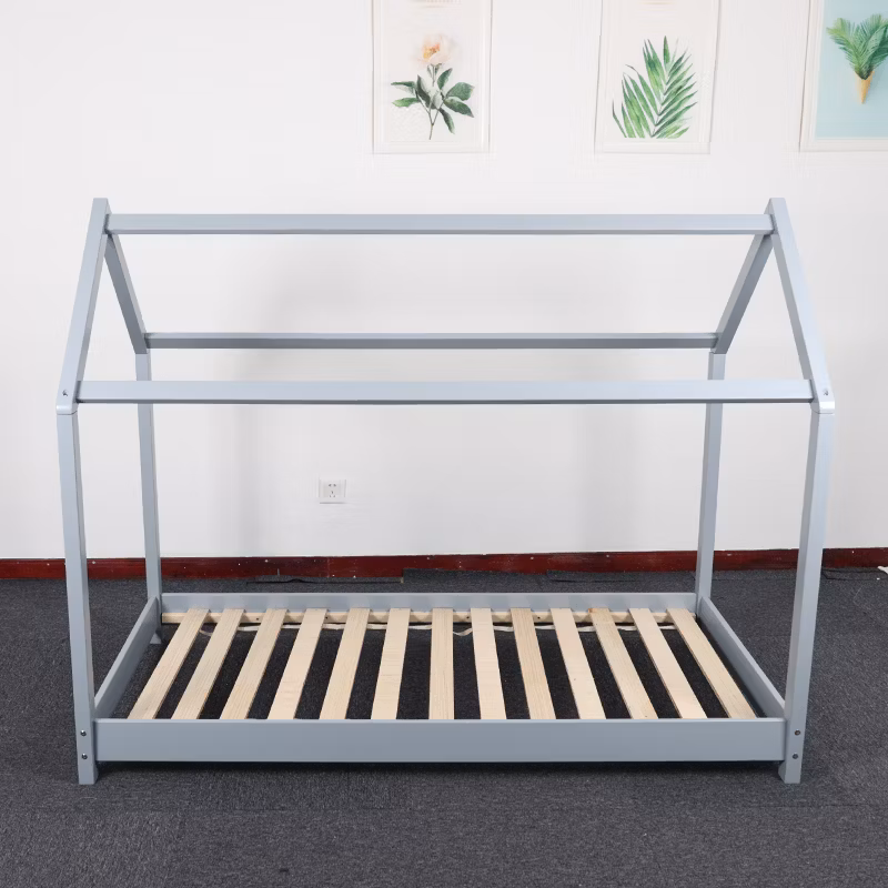 Kids Children Wood Floor House Bed Frame