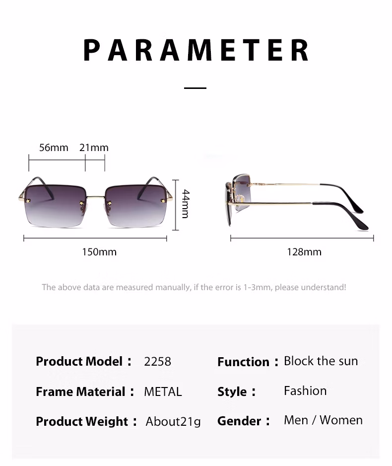 2258 Five-Pointed Star Rimless Sunglasses Europe and The United States Cross-Border