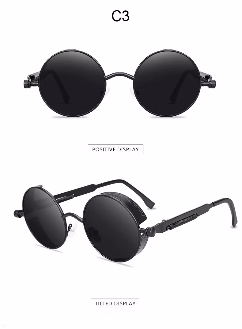 Fashion Round Frame Sunglasses High Quality Punk Metal Sun Glasses for Men and Women