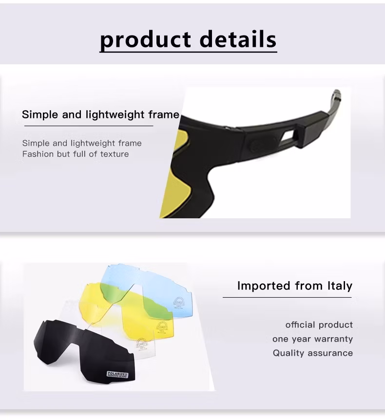 2024 Polarized Sports Sunglasses Cycling Glass Tr90 Frame with 5 Interchangeable Lenses UV400 Protection for Men Women Glasses