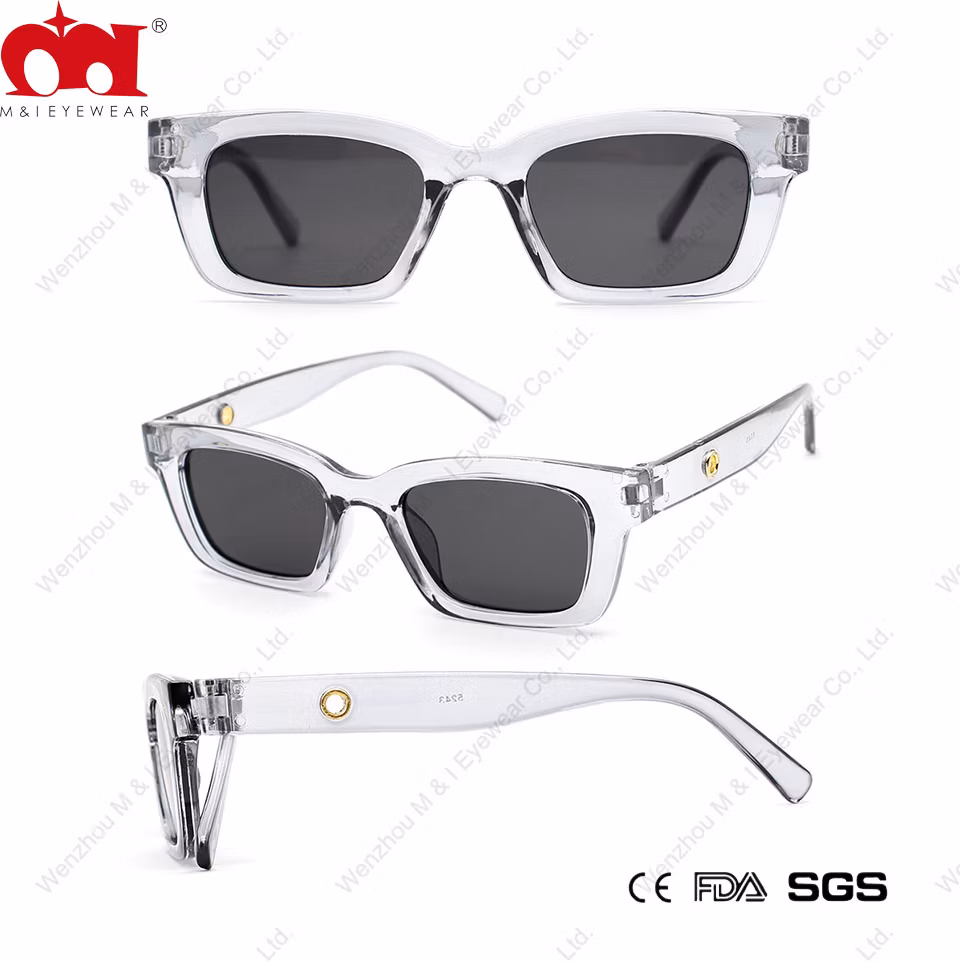 Rectangle Small Frame Pure Color Crystal Desined Temple Ladies Sunglasses (WSP20115)