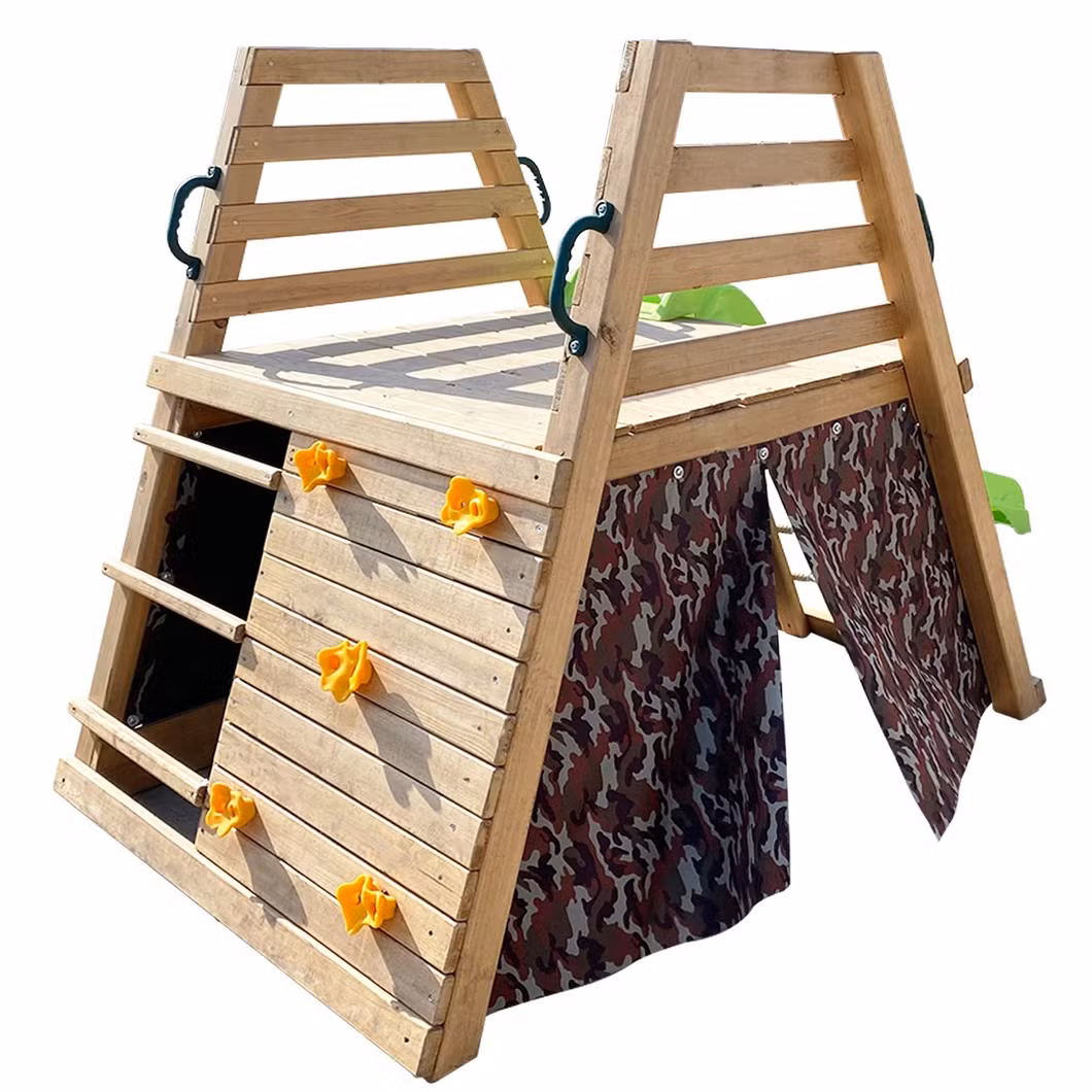 Children Plastic Slide Playsets Wooden Climbing Frame