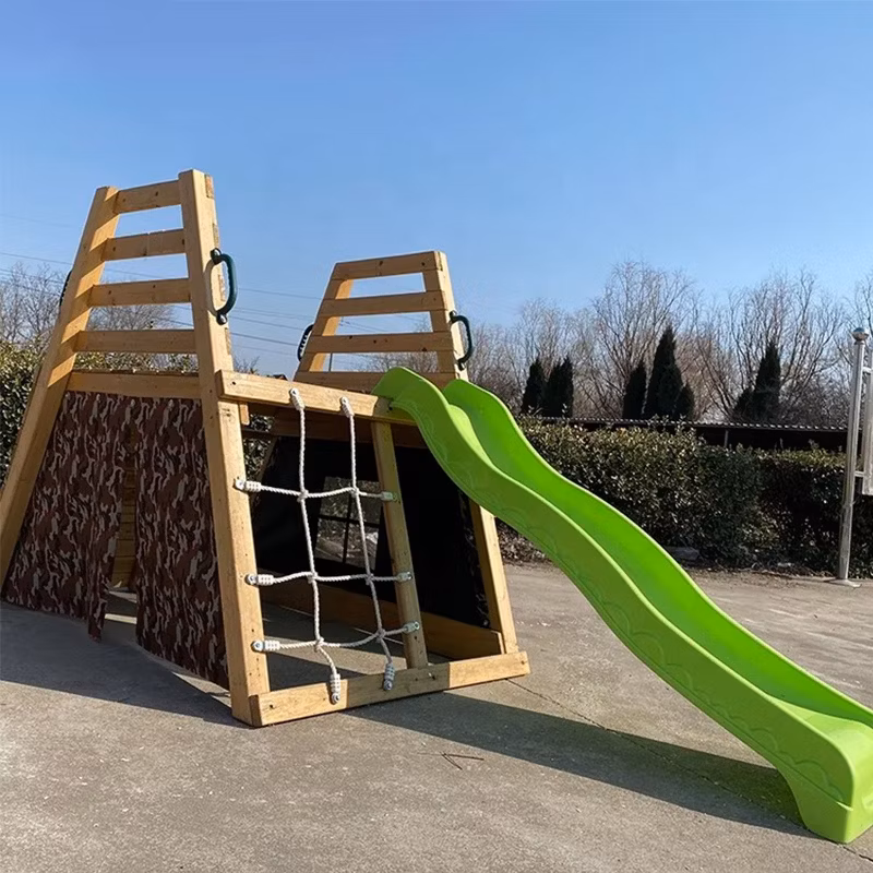 Children Plastic Slide Playsets Wooden Climbing Frame