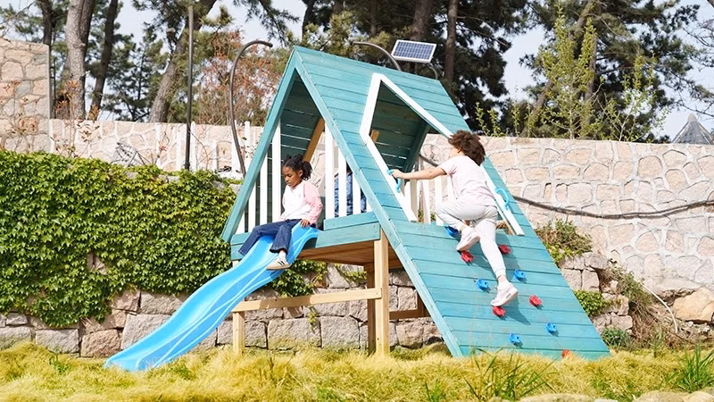 Outdoor Park Backyard Commercial Playground Garden School Kid Swing Slide Set Wooden Climbing Frame