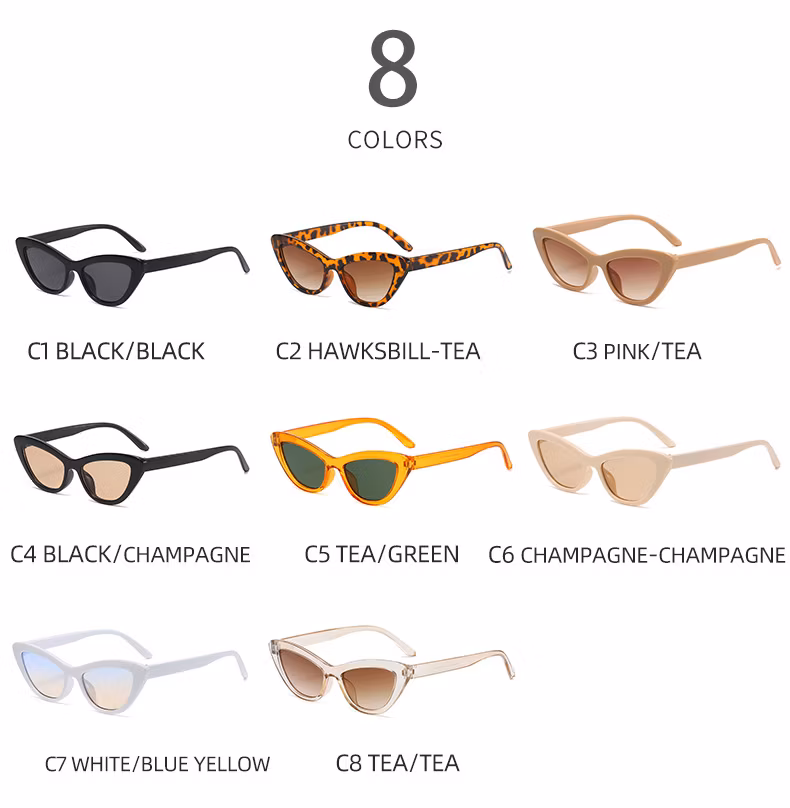 Women Lady Best Hot Sale Wholesale Sun Glasses Colorful UV400 Shades Cat Eye Frame Trendy Fashion Sunglasses