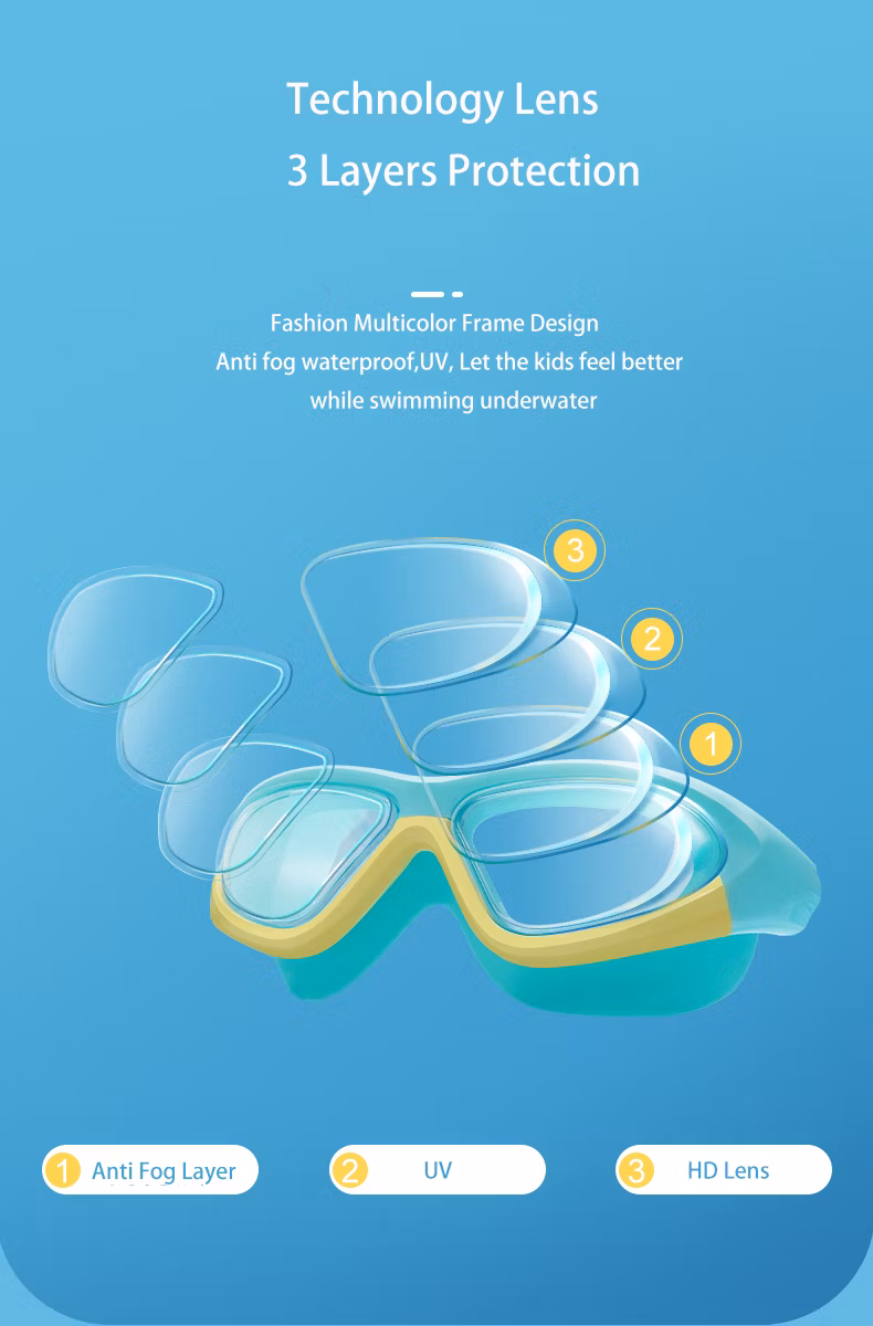 Children′s Swimming Goggles Waterproof and Anti Fog Large Frame Diving Goggles Headset HD Swimming Glasses