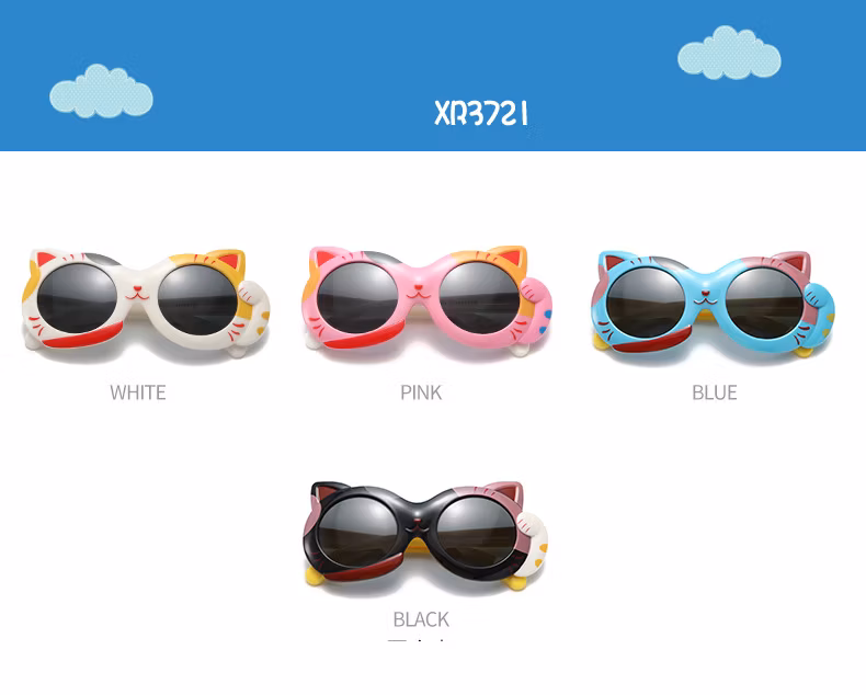 Children&prime;s Sunglasses Cute Baby Cartoon Cartoon Girl Sunglasses Polarized UV Protective Silicone Glasses for Boys and Girls