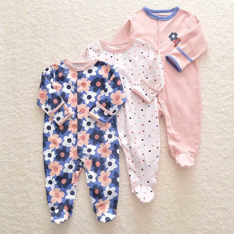 Children&prime;s Clothing Infants and Young Children Onesie Long-Sleeved Footed Crawling Clothes Baby Three Pieces Baby Wear Baby Clothes Kids Wear