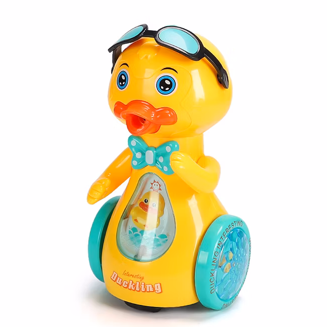 Battery Operated Cartoon Sunglasses Duck Toy Kids Plastic Animal Musical Toys Cute Baby Toys with Light Music and Spray Children Music Toys