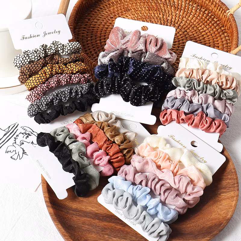 Elastic Silk Satin Scrunchies Set Pack Velvet Scrunchies Hair Decoration Hair Bands for Girls Kids