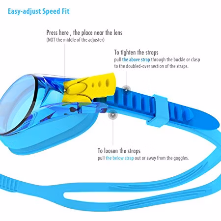 Kids Swimming Goggles with Clear Vision Anti Fog UV Protection No Leak Soft Silicone Frame and Strap