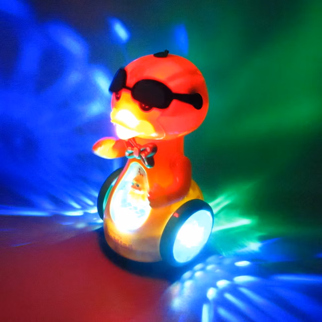 Battery Operated Cartoon Sunglasses Duck Toy Kids Plastic Animal Musical Toys Cute Baby Toys with Light Music and Spray Children Music Toys