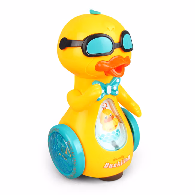 Battery Operated Cartoon Sunglasses Duck Toy Kids Plastic Animal Musical Toys Cute Baby Toys with Light Music and Spray Children Music Toys