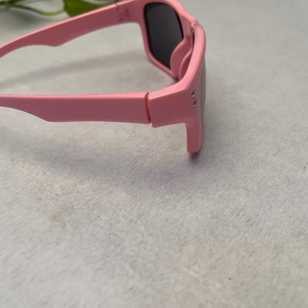 Polarized Kid Sunglasses in Pink Rubber Frame with Tac Lens