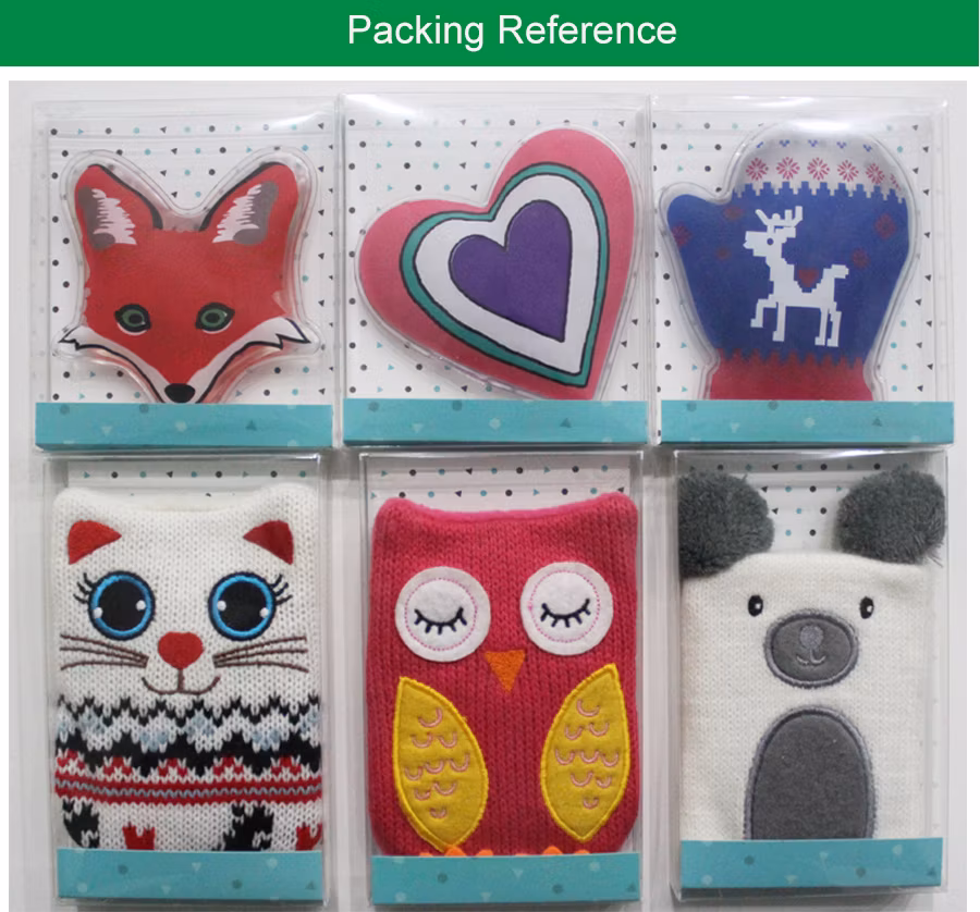 Customized Different Animal Shape Hot Cold Pack PVC Material Gel Hand Warmer for Kids