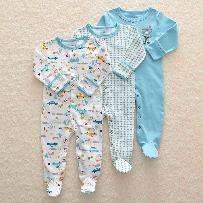 Children&prime;s Clothing Infants and Young Children Onesie Long-Sleeved Footed Crawling Clothes Baby Three Pieces Baby Wear Baby Clothes Kids Wear