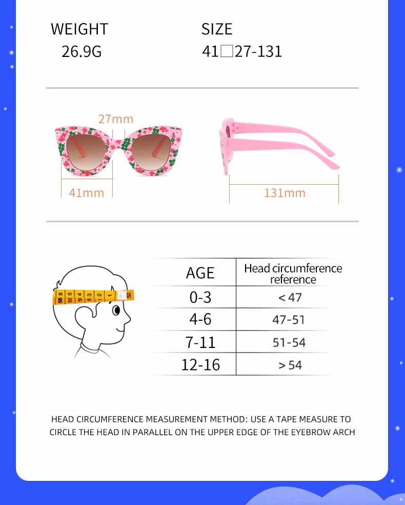 High Quality Flower Pattern Girl Style Plastic Sunglasses with UV400 Lens