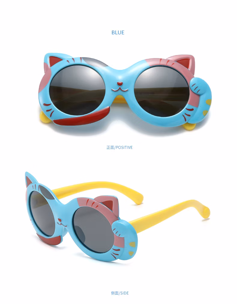 Children&prime;s Sunglasses Cute Baby Cartoon Cartoon Girl Sunglasses Polarized UV Protective Silicone Glasses for Boys and Girls