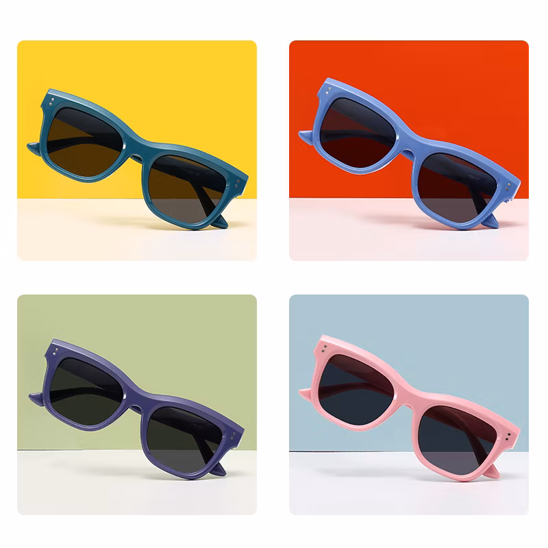 High Quality Soft Touch Tpee Material Square Kids Sunglasses with Polarized UV400 CE FDA