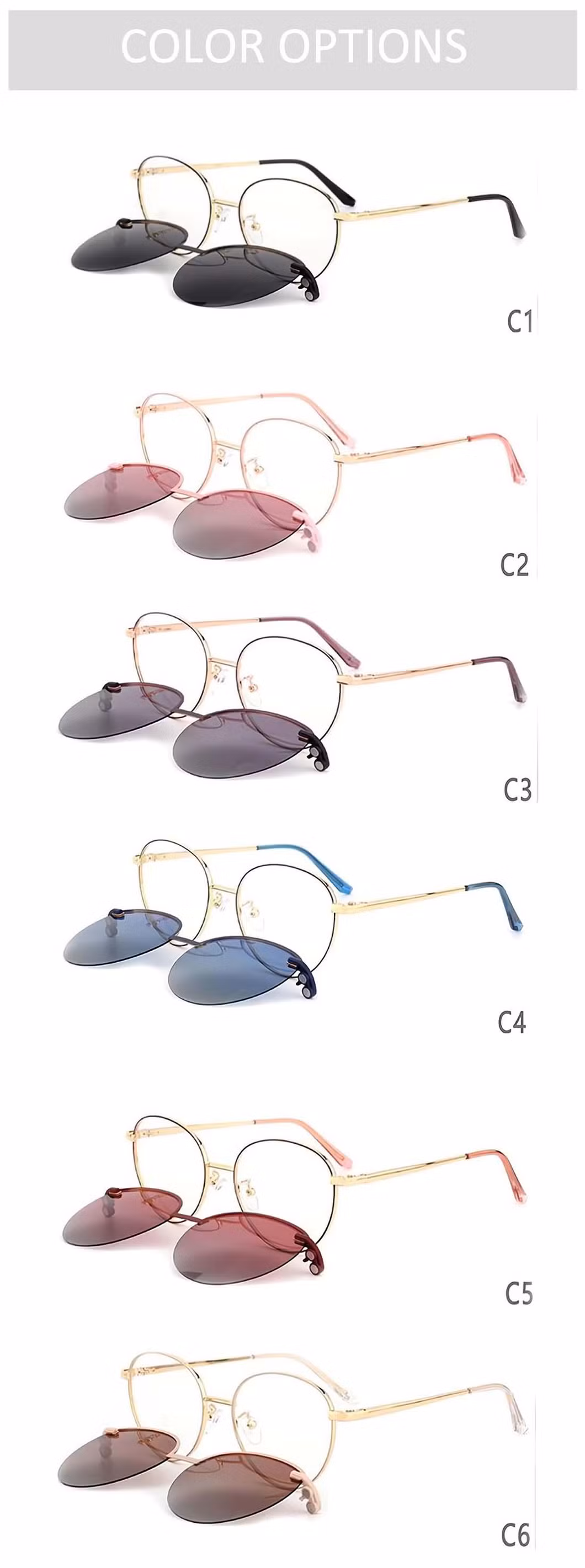 Colorful Designer Sunglasses Metal Clip on Sunglasses in Stock