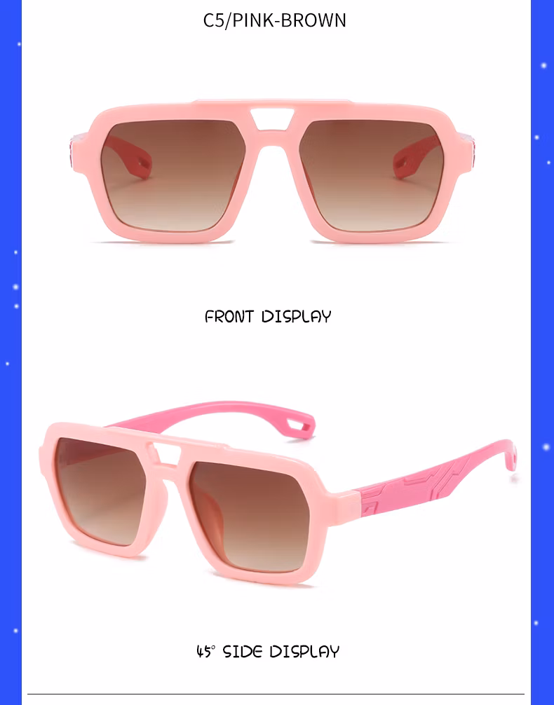 Double Bridge Kids PC Sunglasses UV 400 Children&prime;s Fashion Oculos De Sol