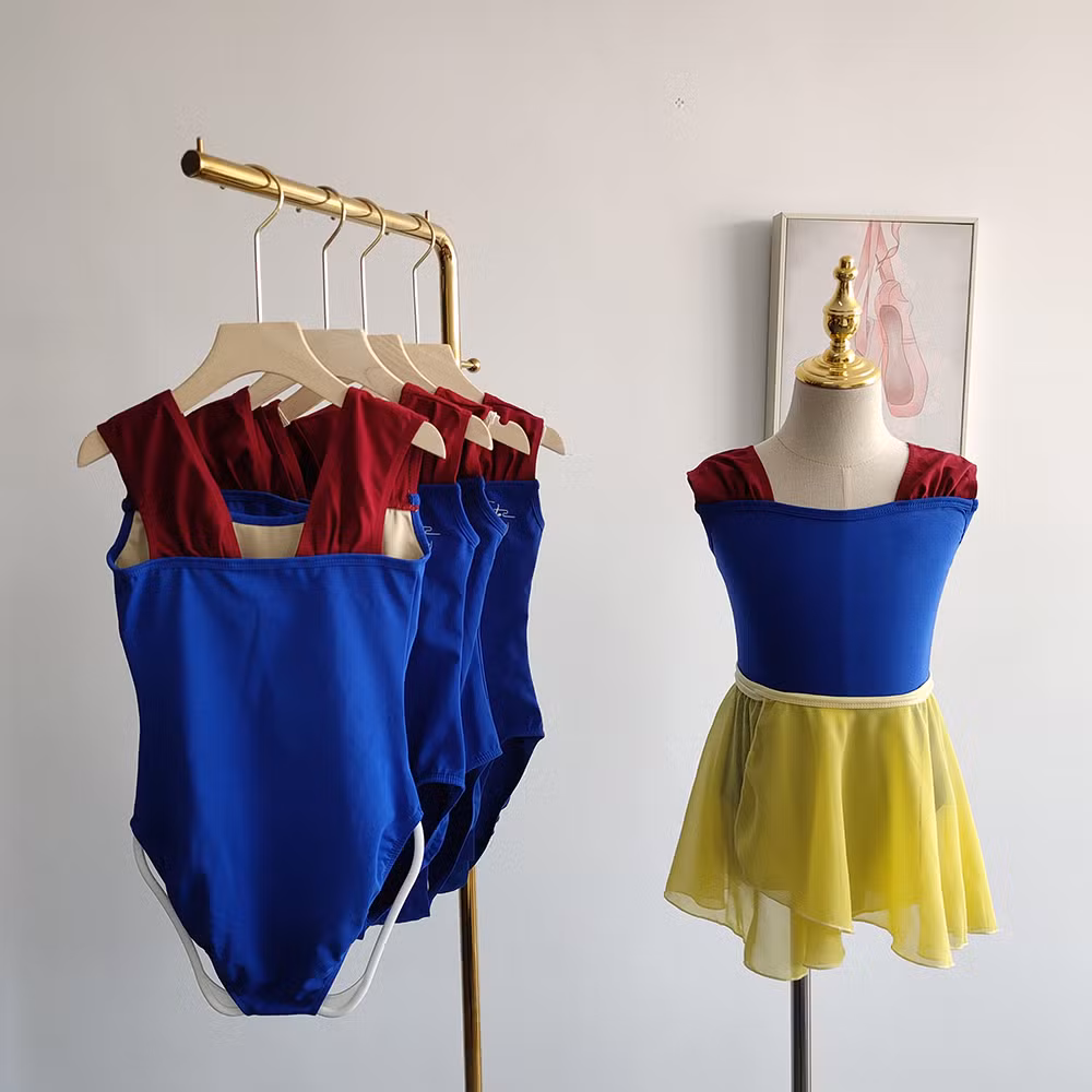 2024 Summer New Arrivals Hot Sales Nylon Spandex Velvet Strap Navy Blue Dance Ballet Leotards for Kids Girls