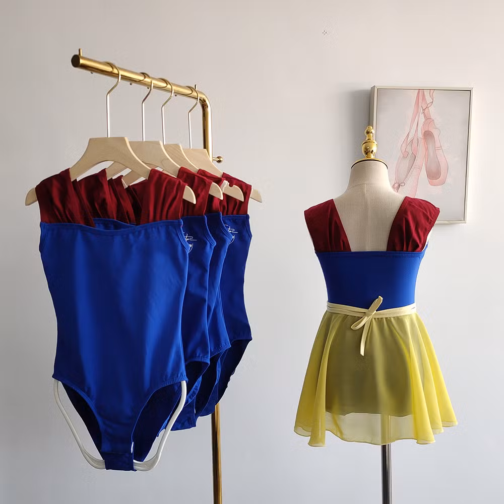 2024 Summer New Arrivals Hot Sales Nylon Spandex Velvet Strap Navy Blue Dance Ballet Leotards for Kids Girls